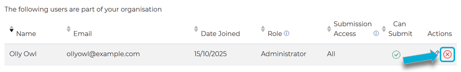 Arrow points to the cross icon