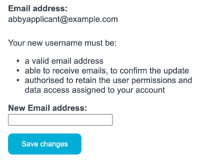 A screenshot of the Email Address update section.